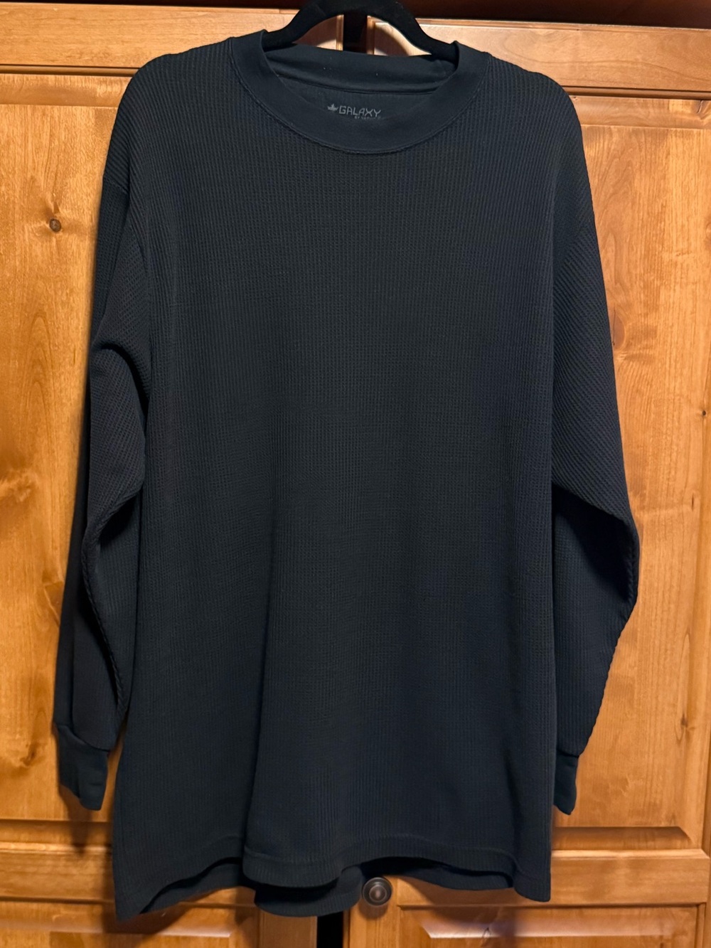 Galaxy By Harvic Men’s Black Thermal Crewneck Long Sleeve Shirt (XL)